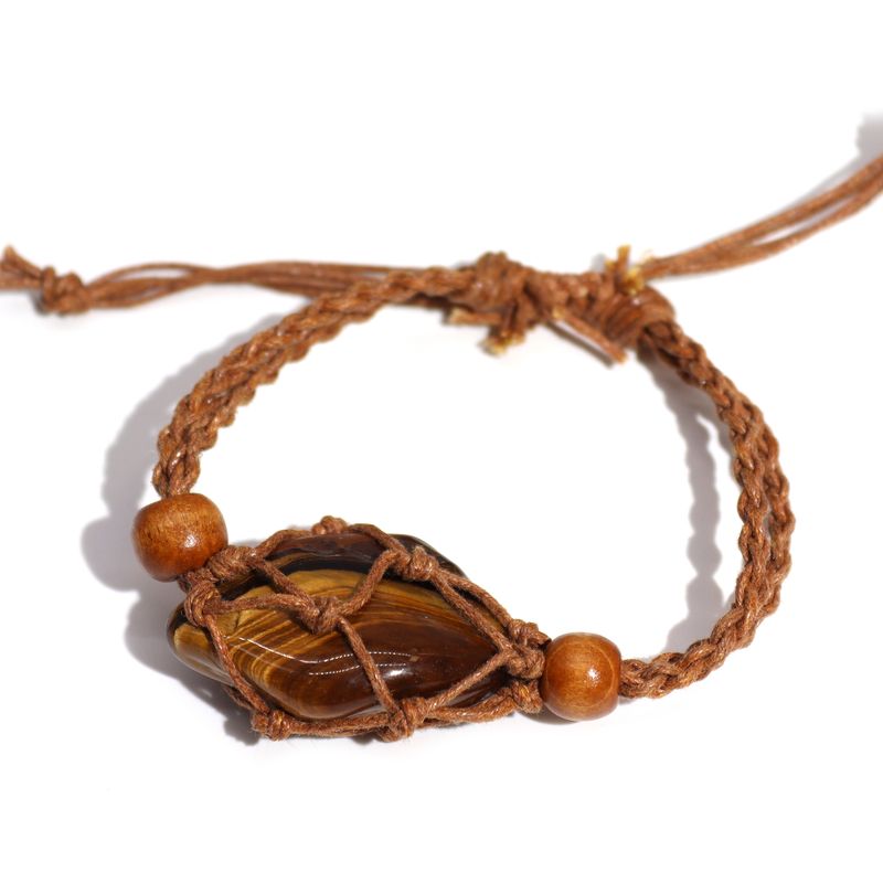 Crystal Gemstone Bracelet Cord 20-28cm/7.8-11inch - Brown