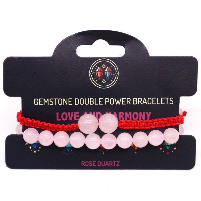 Gemstone Double Power Bracelets - Rose Quartz
