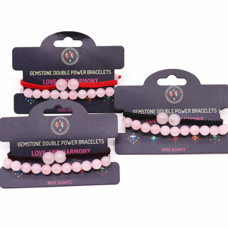Gemstone Double Power Bracelets - Rose Quartz