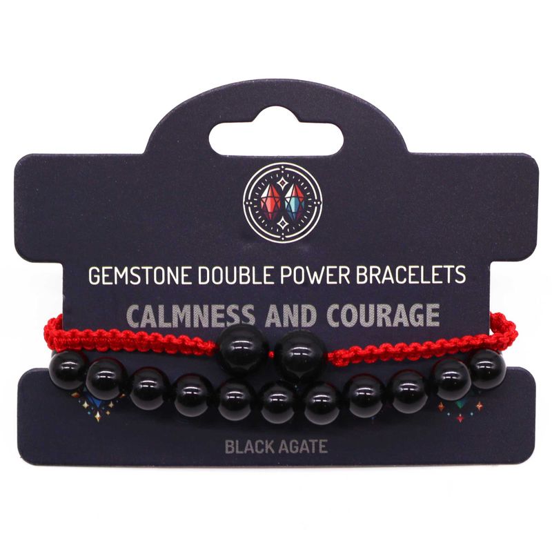 Gemstone Double Power Bracelets - Black Agate