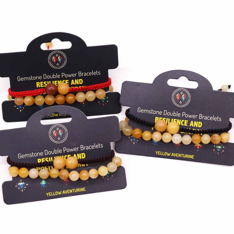 Gemstone Double Power Bracelets - Yellow Aventurine