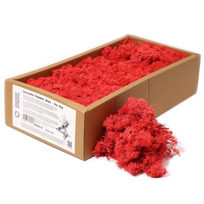 Quality Decorative Reindeer Moss - Fire Red - 500g Box