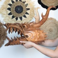 Live-size Dragon Head Carving - 30cm