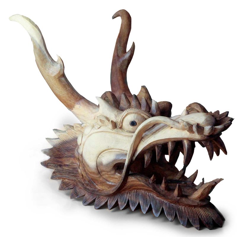 Live-size Dragon Head Carving - 30cm