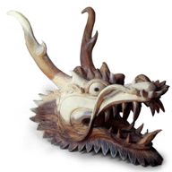 Live-size Dragon Head Carving - 30cm