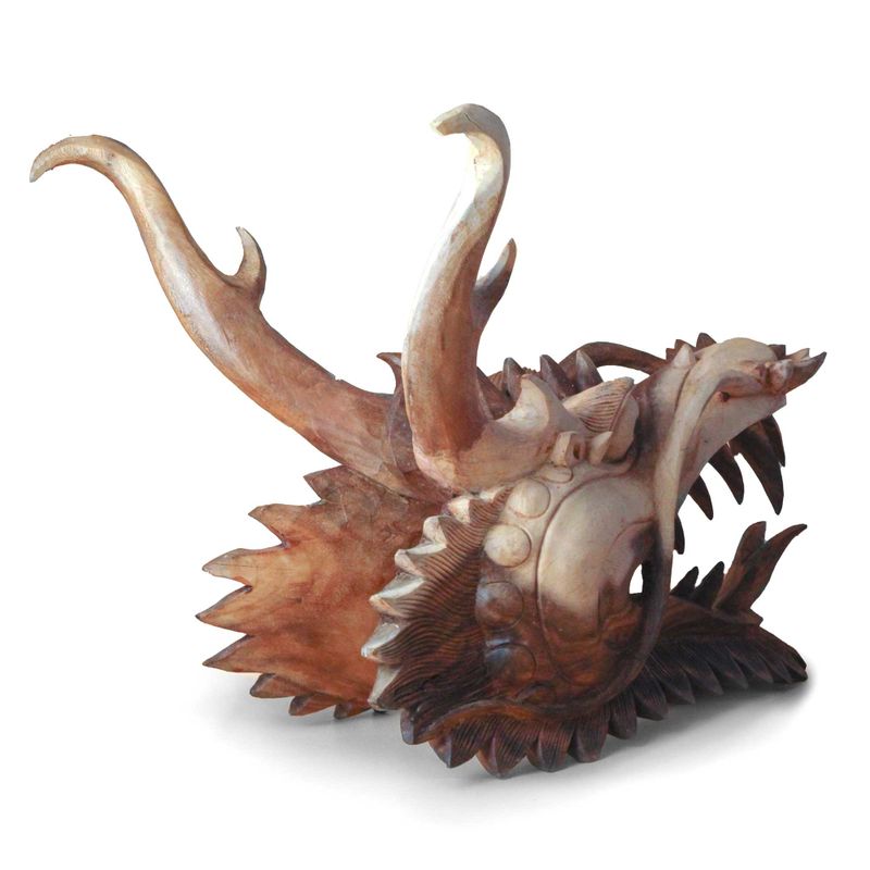 Live-size Dragon Head Carving - 30cm