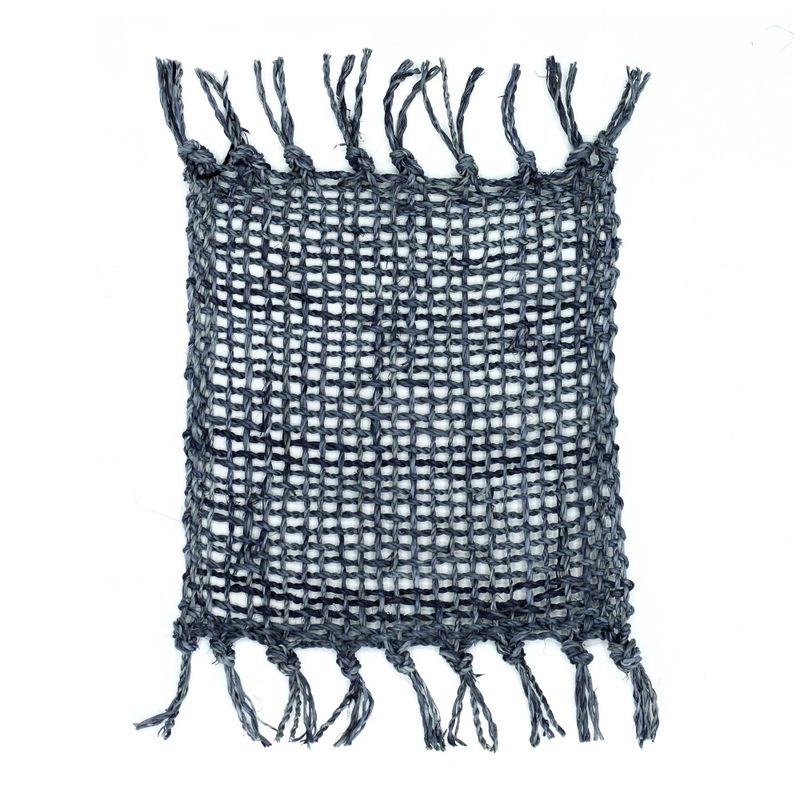 Set of 4 Charcoal Seagrass Fringe Natural Coasters