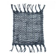 Set of 4 Charcoal Seagrass Fringe Natural Coasters