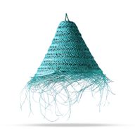 Teal Braided in Doum Suspension Lamp Shade - 20x15cm