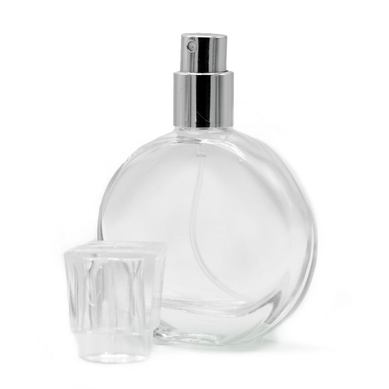 50ml Oval Bottle, Silver Spray and Crystal Cap