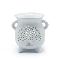Cauldron Oil Burner - Tree of Life - White