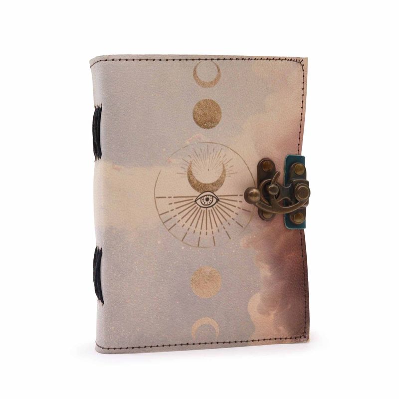 Leather "Moon Phases" Deckle-edge Notebook (18x13cm)