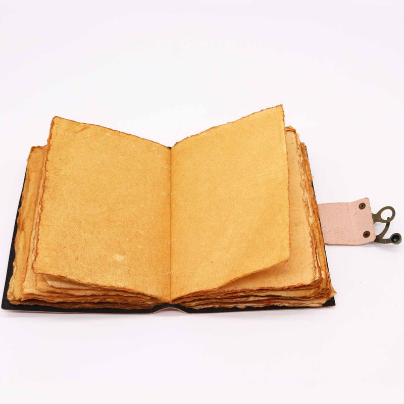 Leather Seven Chakra Colours Deckle-edge Notebook (18x13cm)