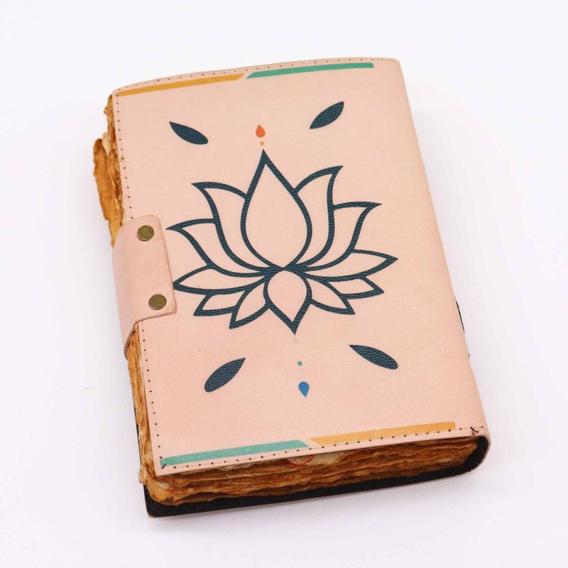 Leather Seven Chakra Colours Deckle-edge Notebook (18x13cm)