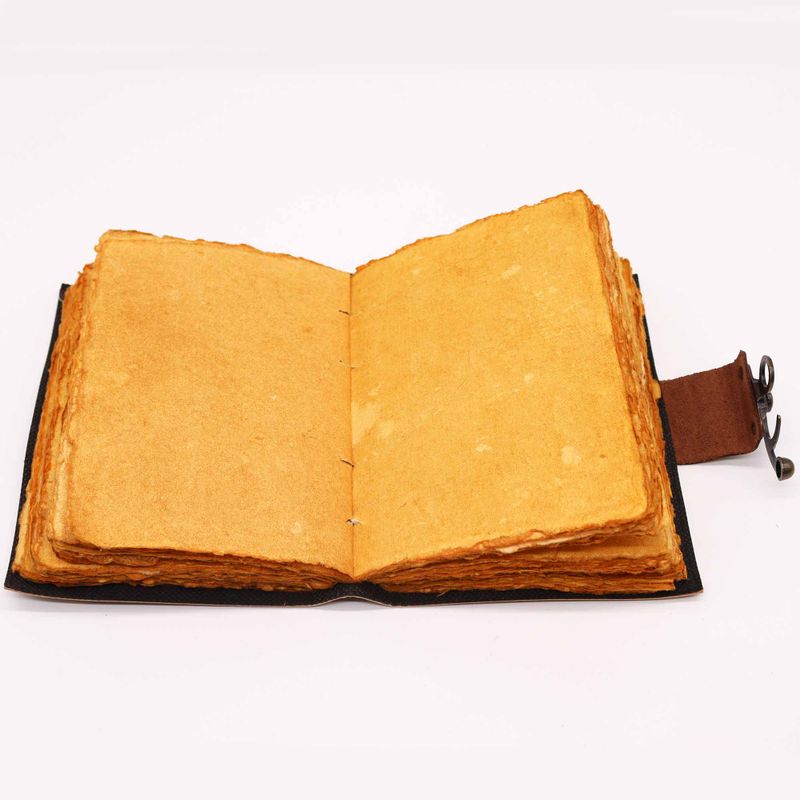 Leather Lotus Mandala Deckle-edge Notebook (18x13cm)