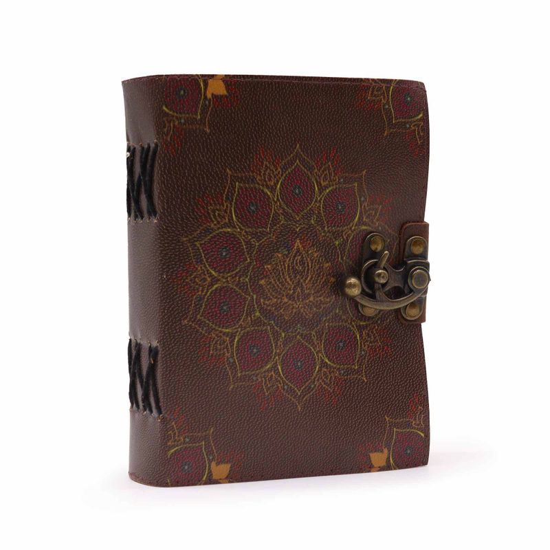 Leather Lotus Mandala Deckle-edge Notebook (18x13cm)