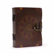 Leather Lotus Mandala Deckle-edge Notebook (18x13cm)