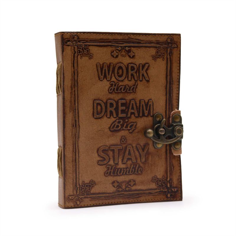 Leather Journal - Plain Paper - Work & Dream Big (18x13cm) - Light Tan
