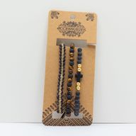 Mens Premium Bracelet Sets -  Black & Tans (asst)