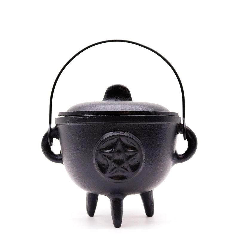 Extra Lrg Cast Iron Cauldron with Pentagram 15x15cm