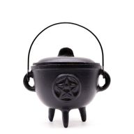 Extra Lrg Cast Iron Cauldron with Pentagram 15x15cm
