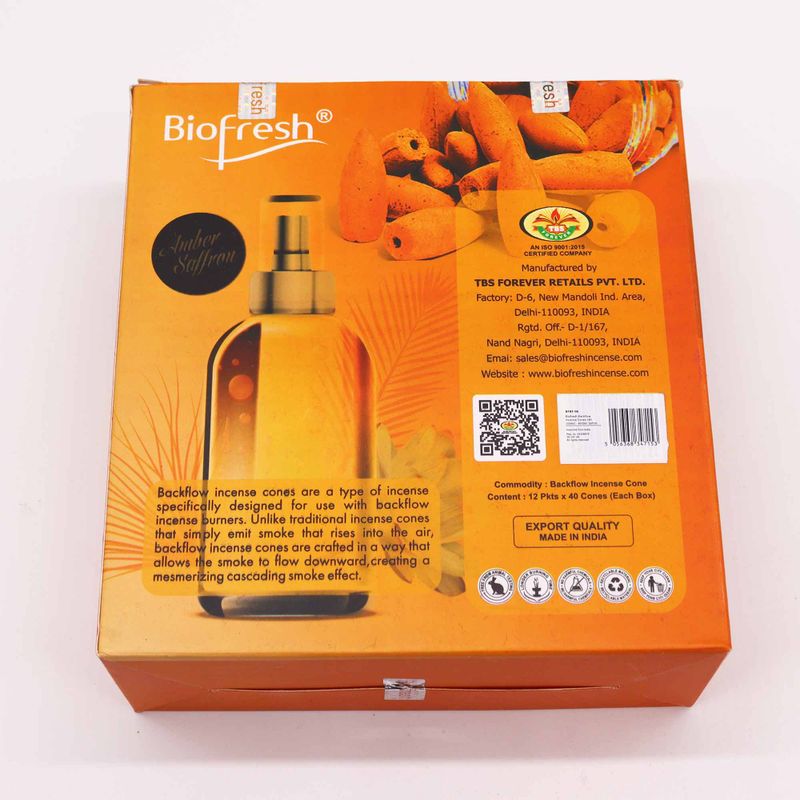 Biofresh Backflow Incense Cones (40 cones) - Amber Saffron