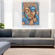 Buddha Painting - Bronze & Blue Flower