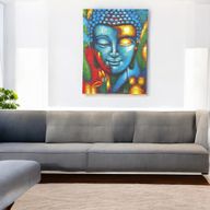 Buddha Painting - Blue & Gold Flower