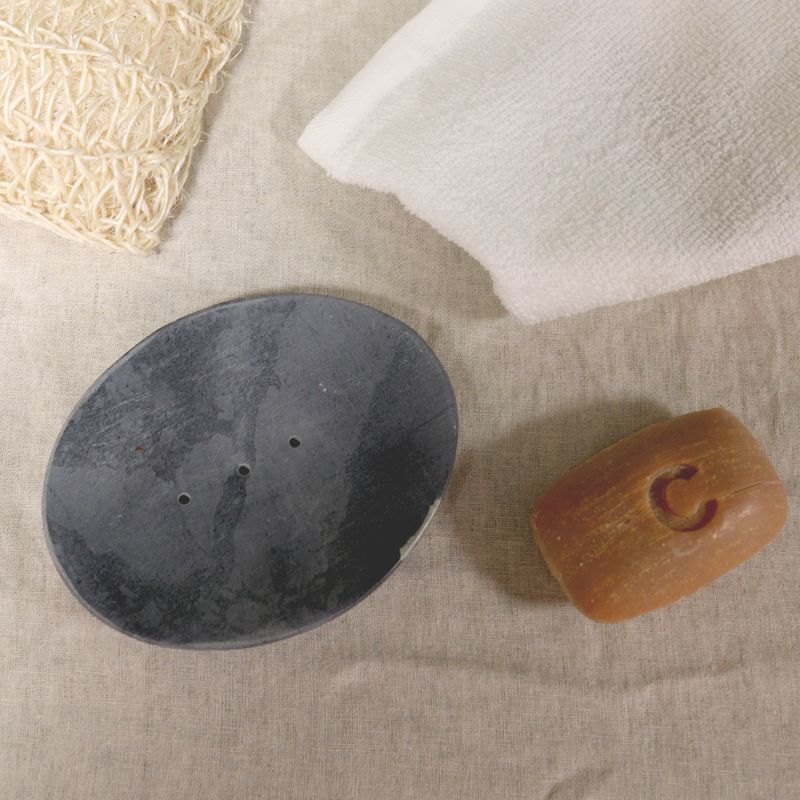 Grey Soapstone Soap Dish 10x12cm - Classic Oval