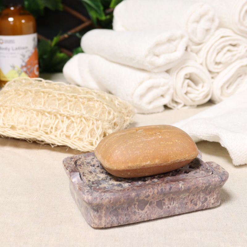 Soapstone Soap Dish & Drainer 11x8cm - Classic Square
