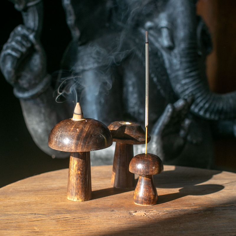 Set of 3 Incense Cone Mushrooms (10cm 9cm 8cm)