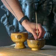 Lrg Ritual Bowl Incense Cone Holder 11x9m - Om