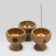 Lrg Ritual Bowl Incense Cone Holder 11x9cm - Buddha