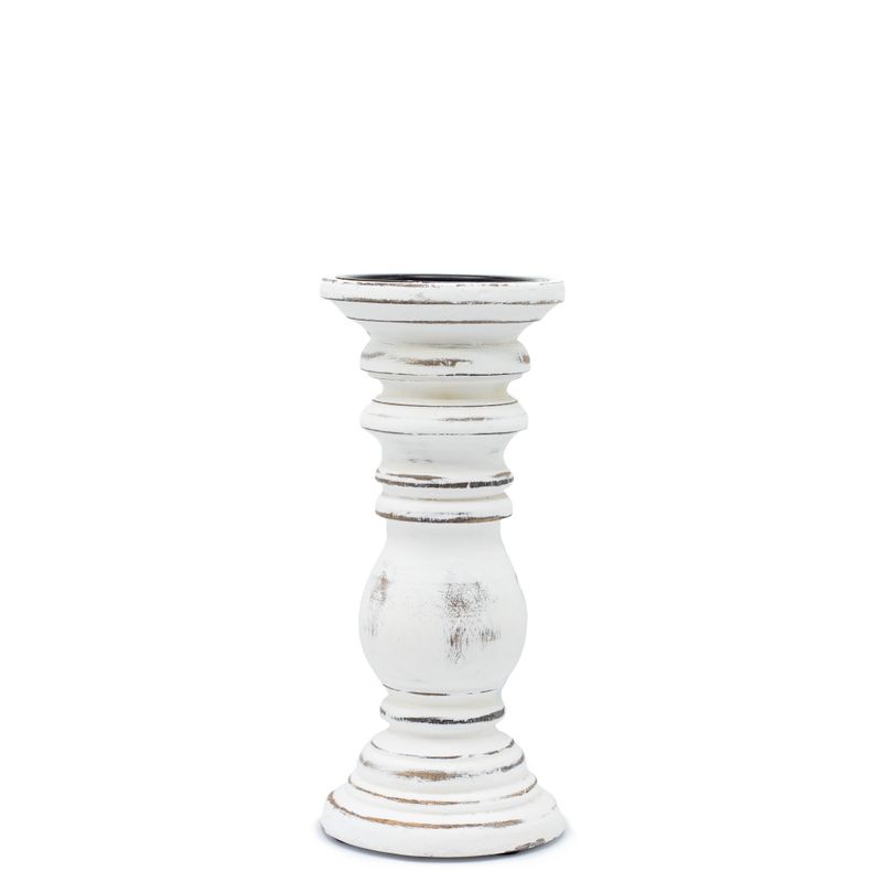 Classic Candle Stand - Whitewash - 23x10cm - Small