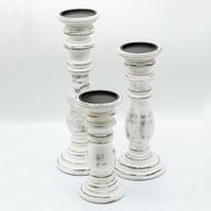 Classic Candle Stand - Whitewash - 23x10cm - Small