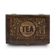 Mango Carved Tea Box - 6 compartments - 23x15x9.5cm