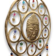 Indian Chimes - Lrg Buddha Face 15 Bell Chimes - 36cm