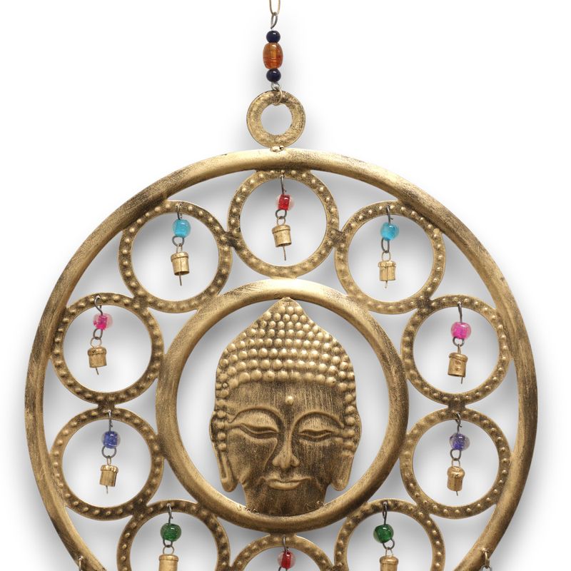 Indian Chimes - Lrg Buddha Face 15 Bell Chimes - 36cm