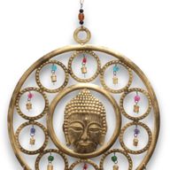 Indian Chimes - Lrg Buddha Face 15 Bell Chimes - 36cm