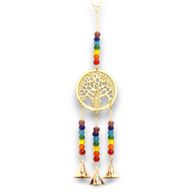 Indian Chimes - Brass Tree of Life with Chakra Beads - 3 Bells - 6.5x31cm