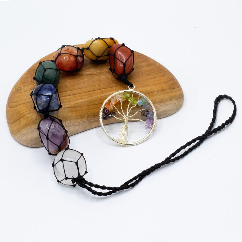 Hanging Chakra Stone Pendant - Tree of Life