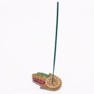 Soapstone Hamsa Incense Holder 9x6cm - Sun Face