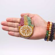 Soapstone Hamsa Incense Holder 9x6cm - Sun Face