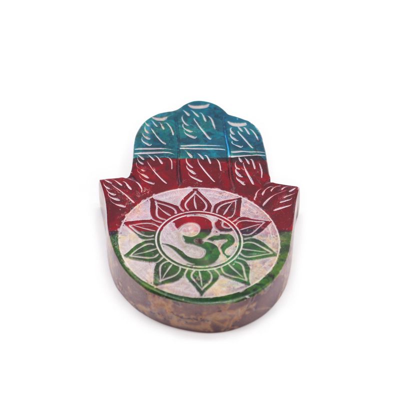 Soapstone Hamsa Incense Holder 9x6cm - OM
