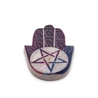 Soapstone Hamsa Incense Holder 9x6cm - Pentagram