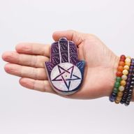 Soapstone Hamsa Incense Holder 9x6cm - Pentagram