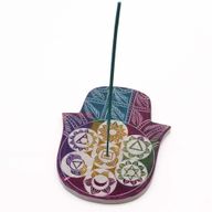 Soapstone Lrg Hamsa Incense Holder 18x15x1.2cm - 7 Chakra