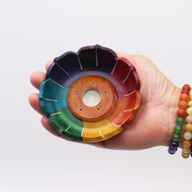 Soapstone Lotus Flower Incense Holder 10x3cm - Chakra Colours