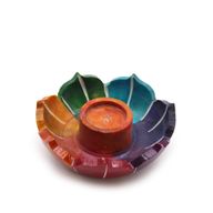 Soapstone Small Lotus Flower Incense Holder 7.5x2.5cm - Chakra Colours