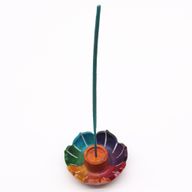 Soapstone Small Lotus Flower Incense Holder 7.5x2.5cm - Chakra Colours